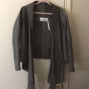 Gray 100% genuine leather jacket size S